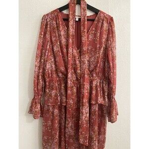 Laura Conrad Peasant Prairie Dress 14W Boho Festival Flutter Sheer Sleeve J32